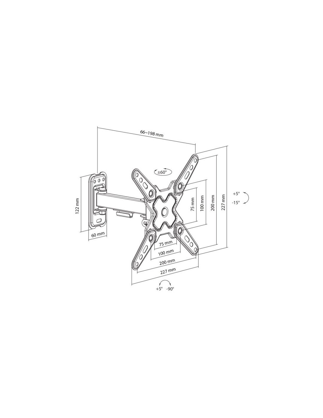 LCD-221-2 fali konzol, dönthető forgatható 13"- 43" (33 cm - 109)cm) - 2. kép