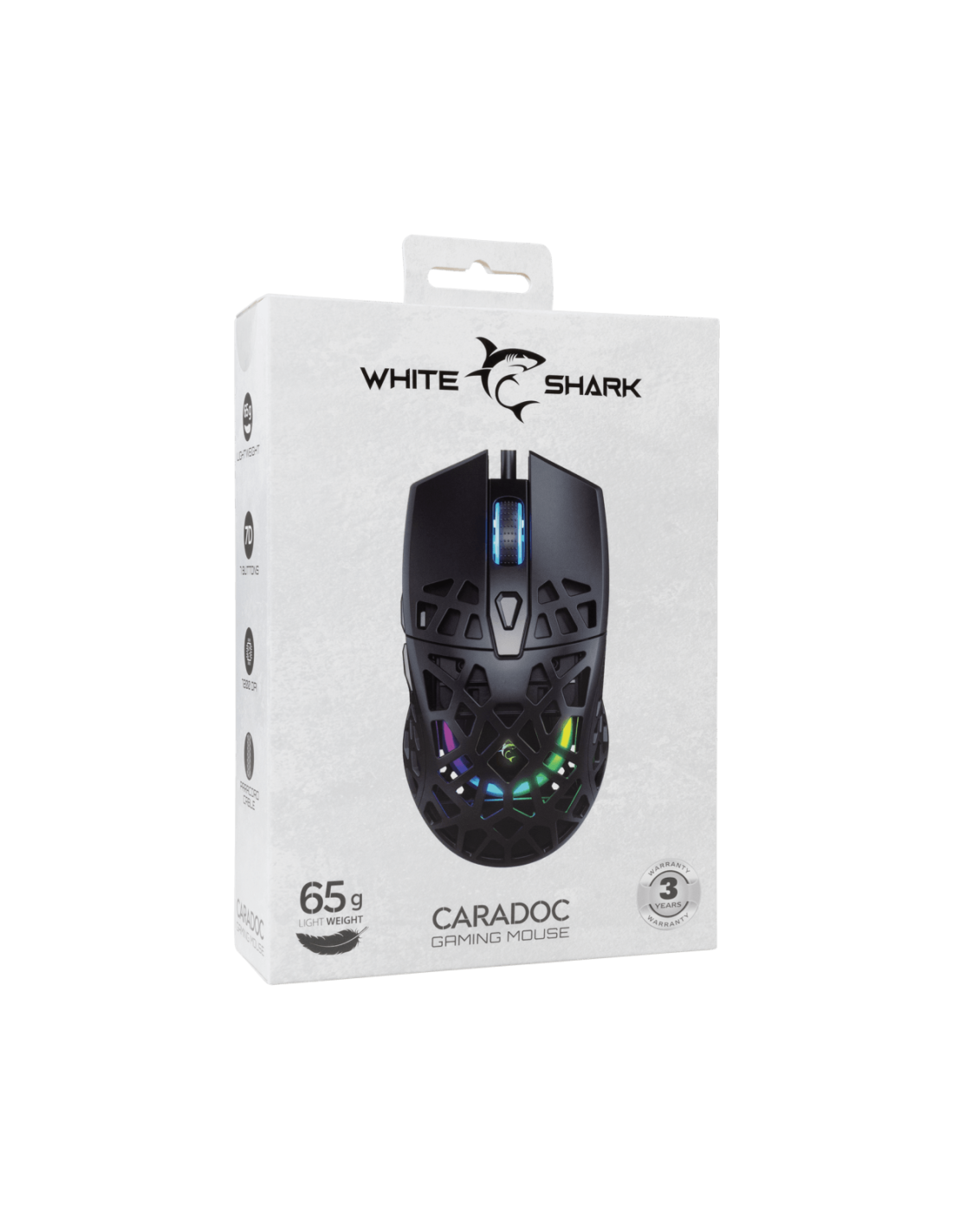 White Shark CARADOC-B, GM-5018B gamer egér,7D, fekete, 7200 dpi, RGB - 2. kép