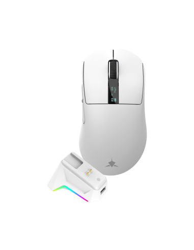 White Shark GAWAIN-W, WGM-5023W vezeték nélküli gamer egér,5D, BT + 2,54GHz, fehér, 12.000 dpi