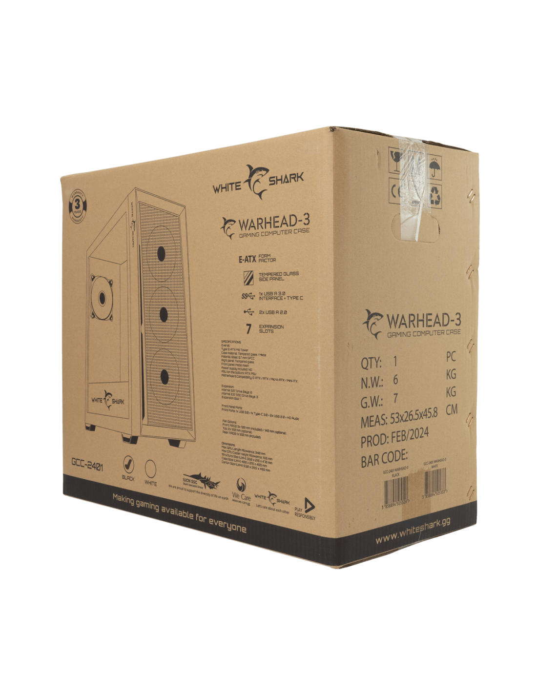 White Shark WARHEAD-3/B GCC-2401B Számítógép ház, ATX / ITX, 5xARGB ventillátor, fekete - Image 2