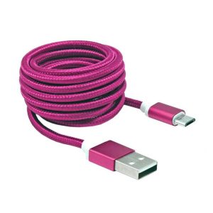 Sbox USB AM-MICRO-15P micro USB kábel - 1,5m,pink