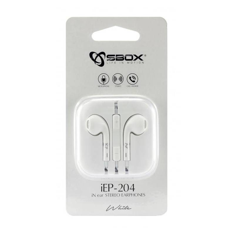 Sbox IEP-204W mikrofonos fülhallgató,fehér - Image 2