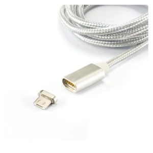 Sbox MAGNETIC USB - mágneses microUSB kábel M/M-1M,ezüst