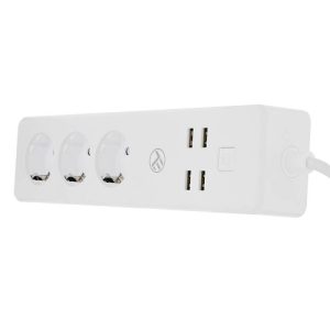 TLL331031 Okos WIFI hálózati elosztó, hosszabbító 3 dugalj (230V), 4 USB bemenet, 4A, 2200W, 10A
