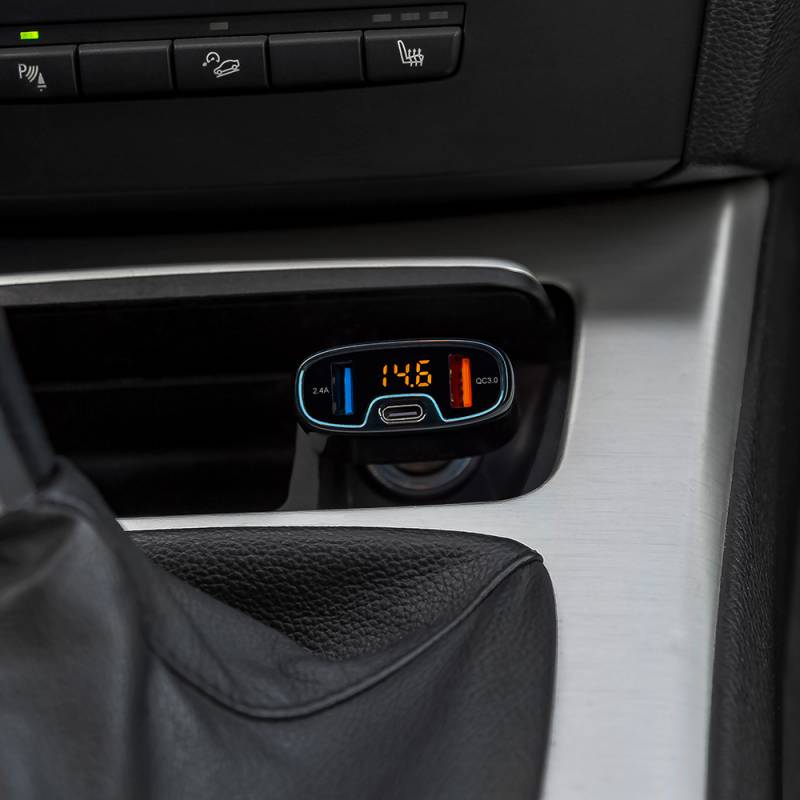 TELLUR TLL151171 autós töltő 5.4A (2 x USB + Type C kábel), fekete - Image 3