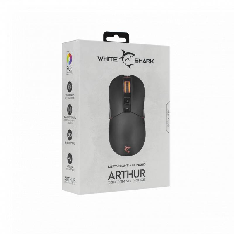 White Shark ARTHUR (GM-9005) gamer egér,9D, fekete, 10000 dpi, RGB - Image 2