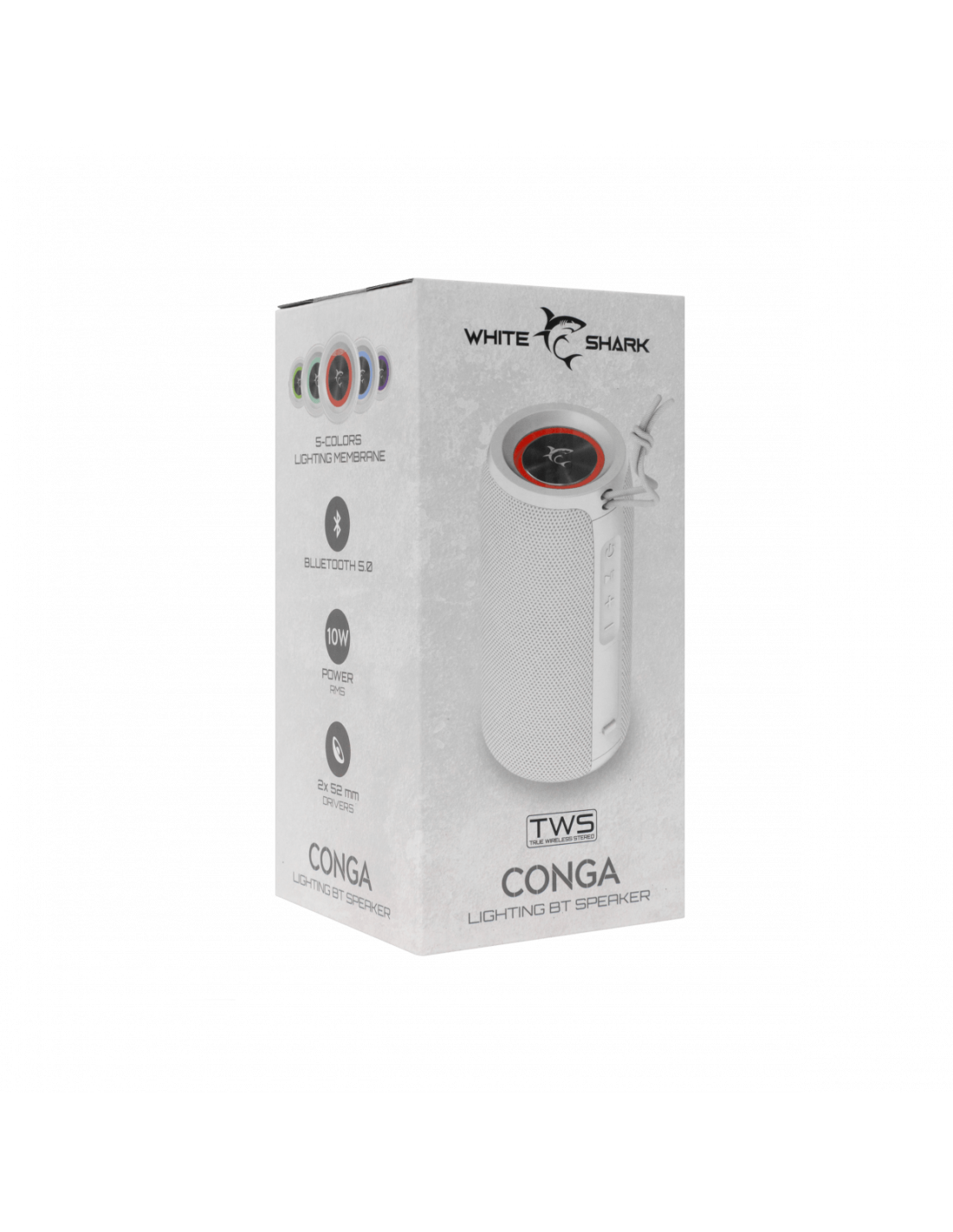 White Shark CONGA, GBT-808W RGB fehér bluetooth hangszóró, 8W - 5. kép