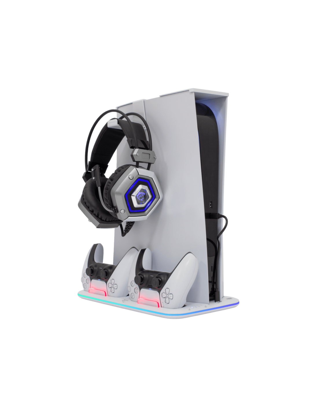KIMURA PS5 Multifunkciós tartó, Konzol hűtő + Töltő állomás + Játék tartó + Headset tartó fehér