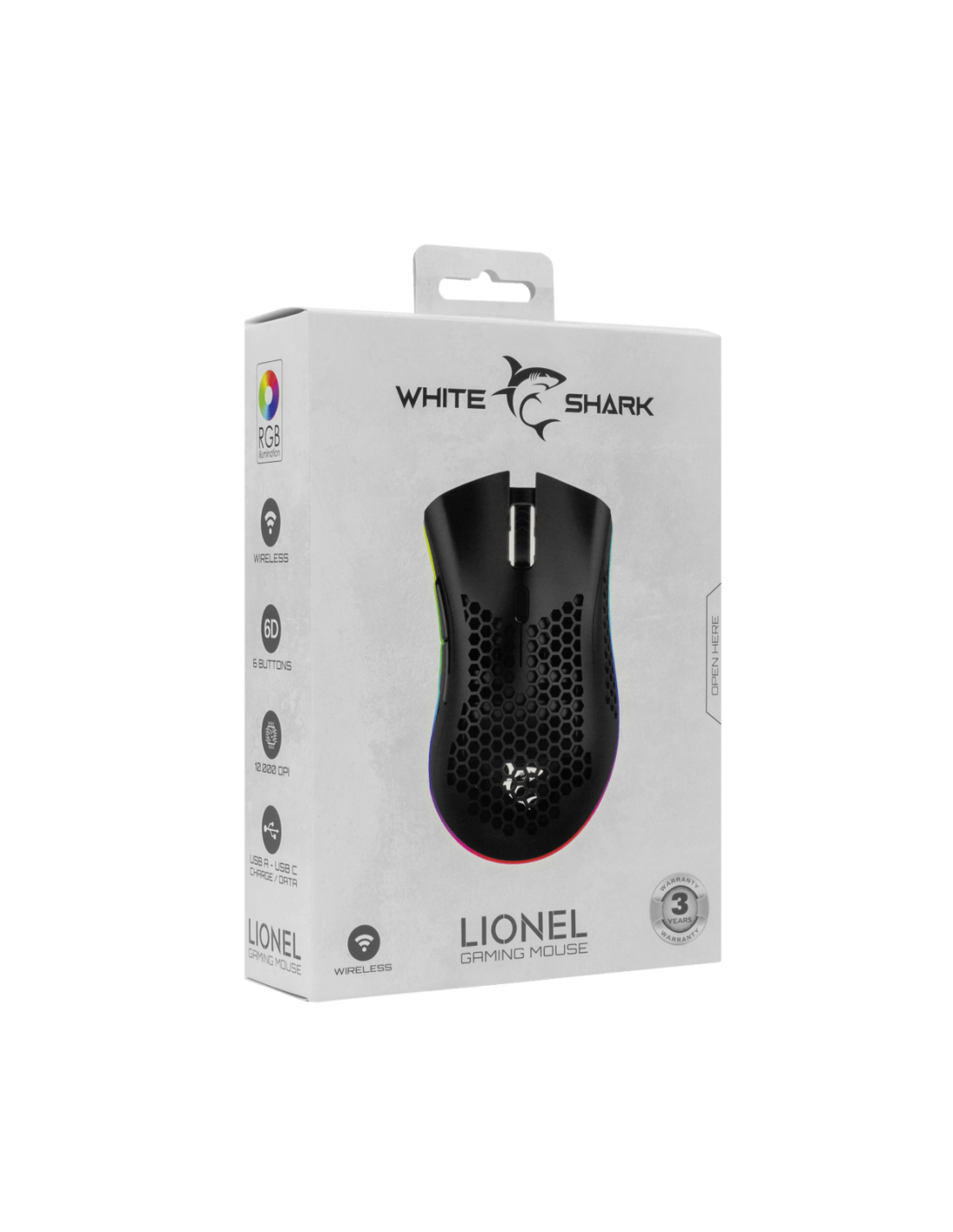 White Shark LIONEL-B, WGM-5012B vezeték nélküli gamer egér,fekete, 10000 dpi - Image 2