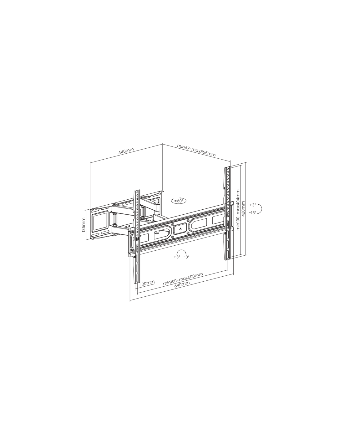 PLB-3646-2 37"- 80" / 91-203m fali konzol, dönthető, forgatható - Image 3