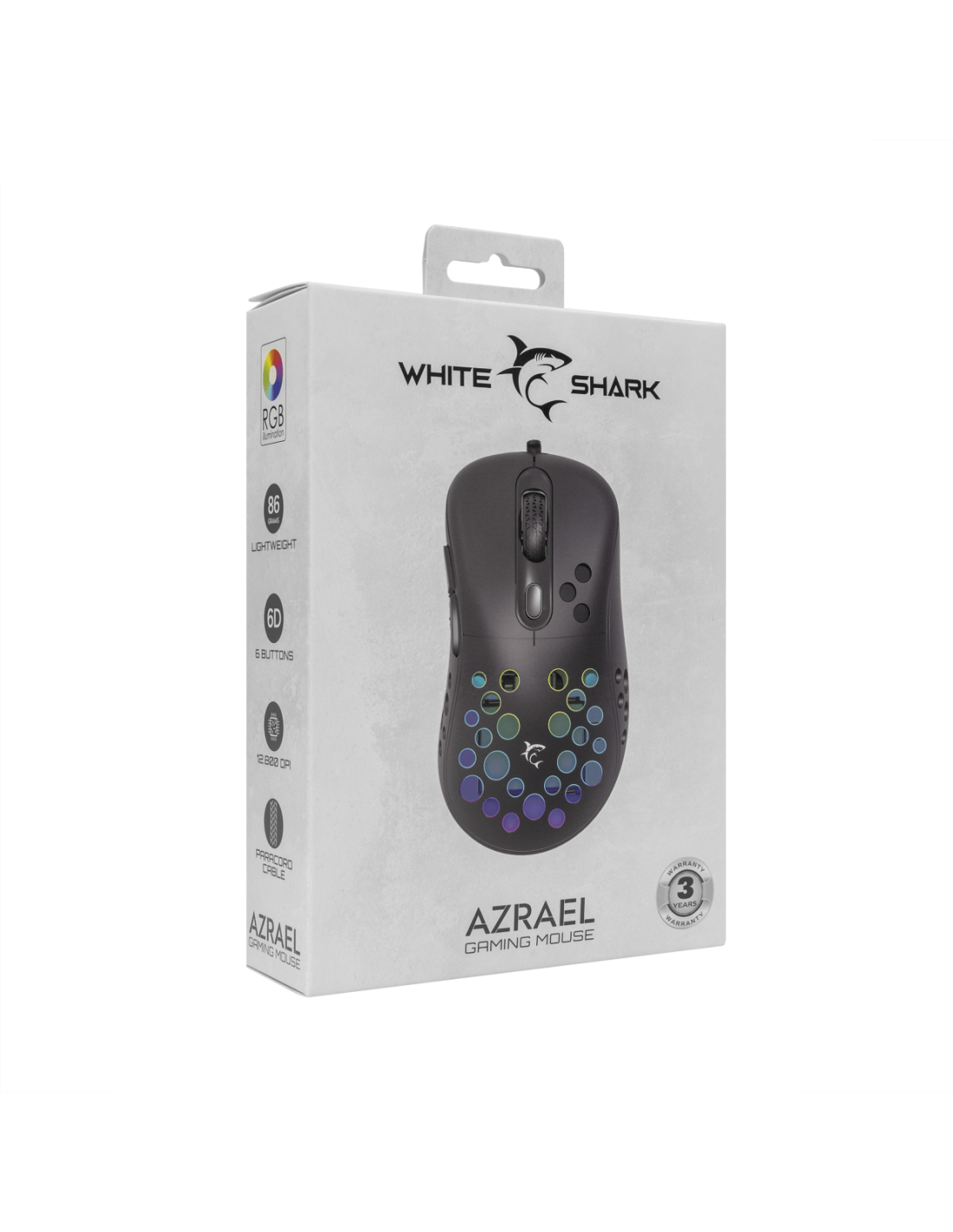 White Shark AZRAEL-B, GM-5013B gamer egér,6D, fekete, 7200 dpi, RGB - Image 2