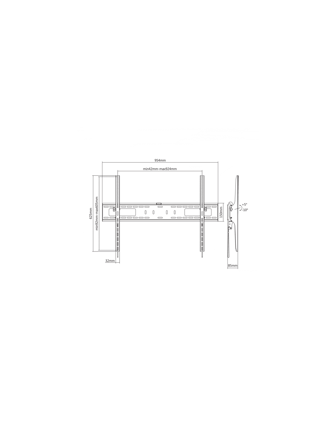 Sbox PLB-4269T fali konzol, dönthető 60"- 100" (152 cm - 254 cm) - 2. kép