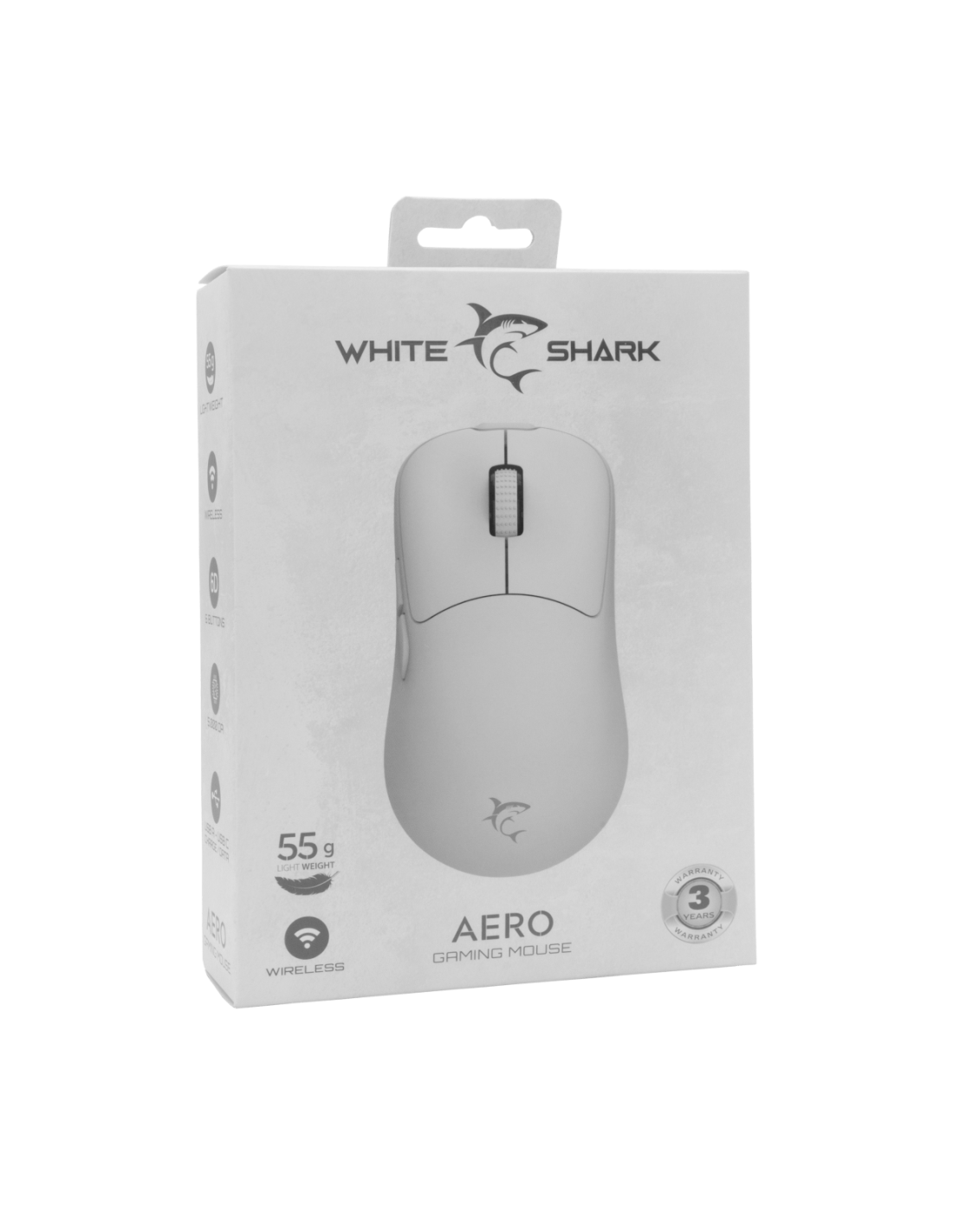 White Shark AERO-W, WGM-5015W vezeték nélküli gamer egér,6D, fehér, 10.000 dpi - Image 2