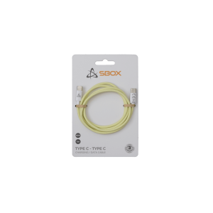 Sbox TYPE-C-1-Y , USB-TYPE-C (apa) - USB TYPE-C (apa), 1m, sárga - 60W